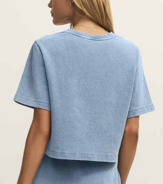 Z SUPPLY CURRAN KNIT DENIM SWEATSHIRT OCEAN AIR INDIGO - Image 2