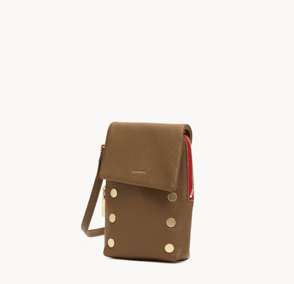 HAMMITT VIP MOBILE MAHOGANY PEBBLE BRUSHED GOLD RED ZIP - Image 3
