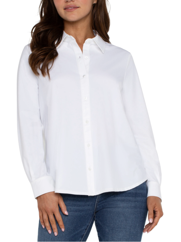 LIVERPOOL - LONG SLEEVE FRONT BUTTON TOP - WHITE