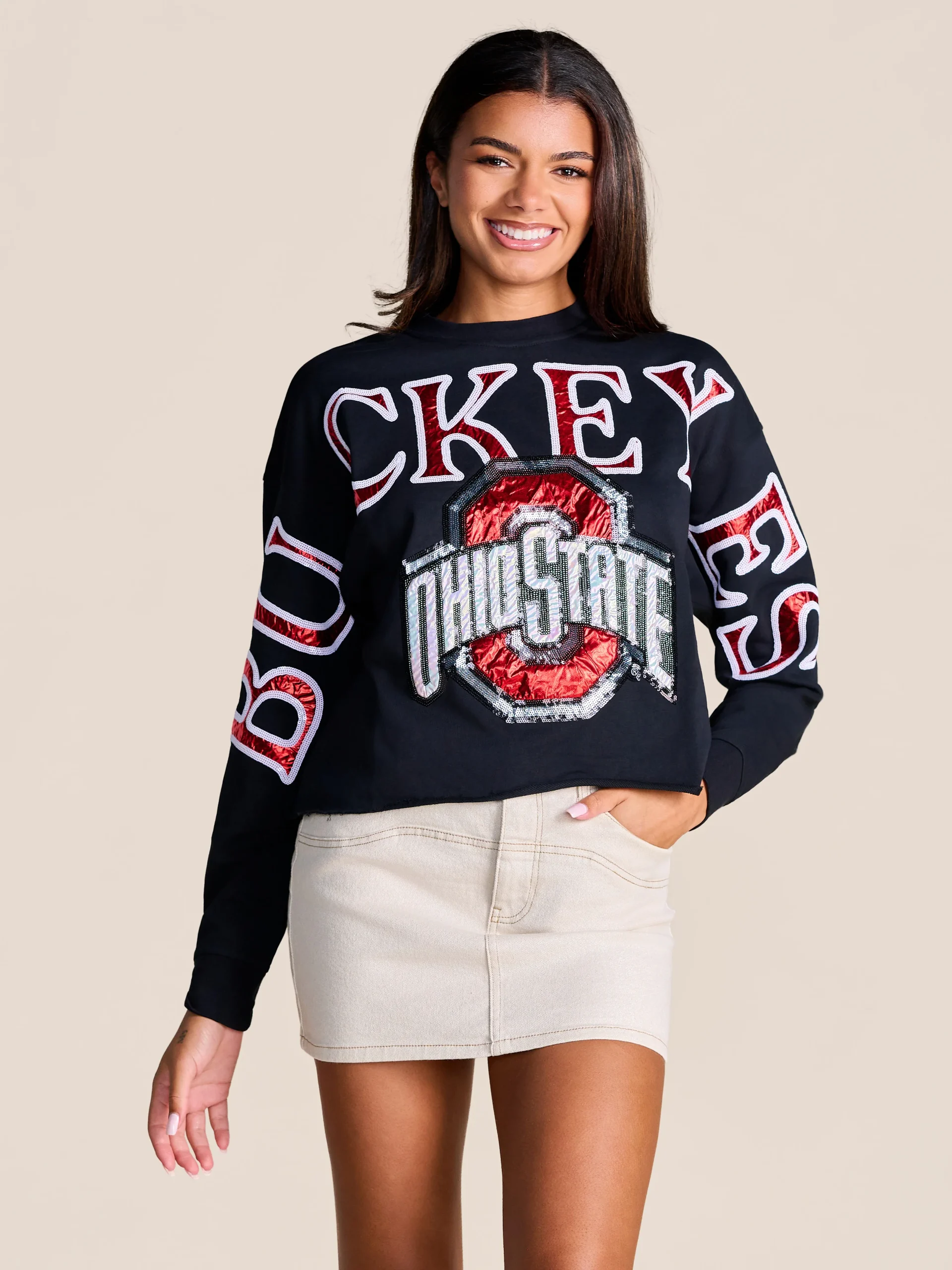 OHIO STATE STADIUM SEQUIN CREWNECK